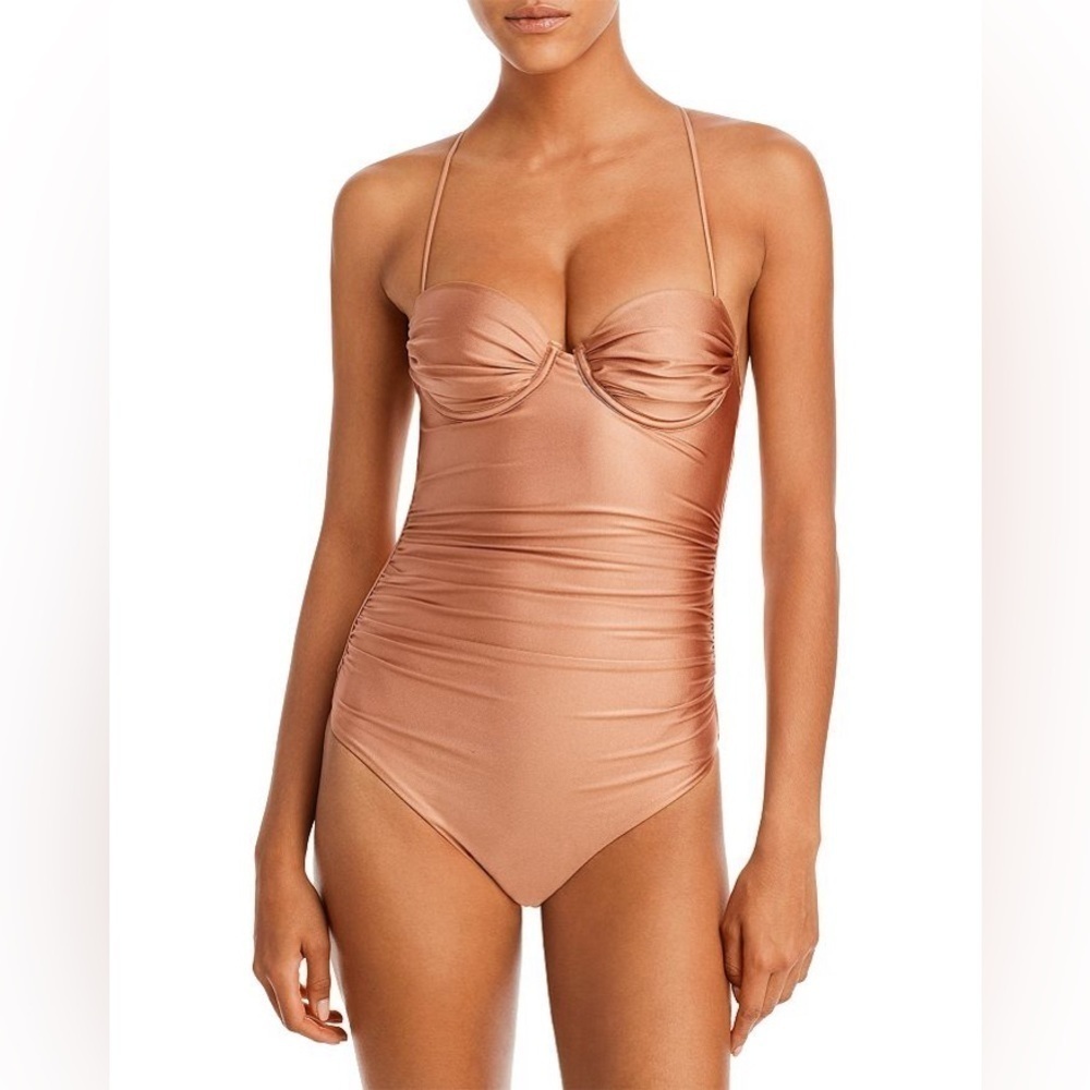 AQUA Swim
Metallic Ruched Underwire One Piece Swimsuit - 100% Exclusive